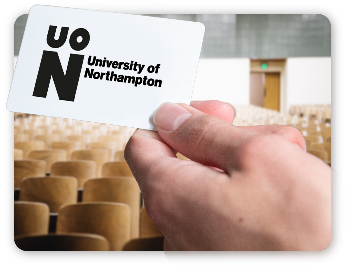University of Northampton card being held